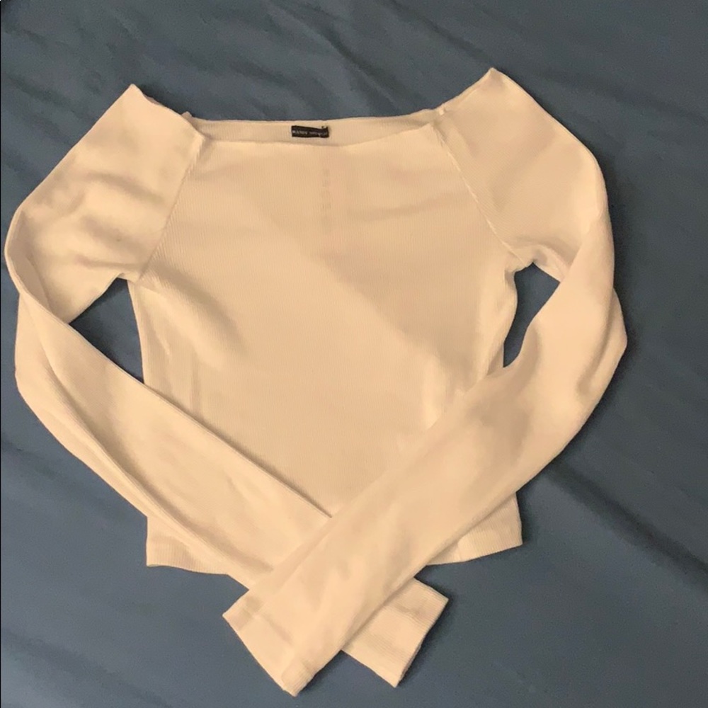 COPY - Brandy Melville white ribbed off the shoulder top